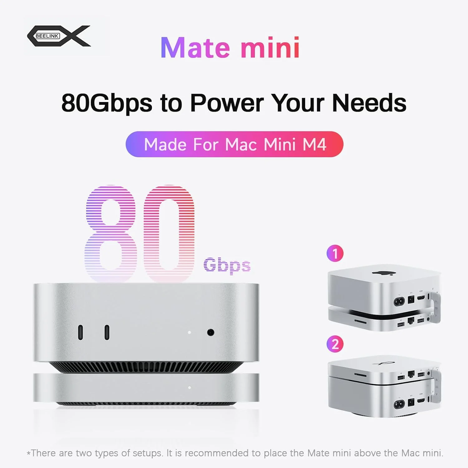 داک و استند Mate Mini-A 80Gbps تاندربولت 5 مک مینی M4، دارای 2 ترابایت حافظه SSD Crucial (قابل ارتقا تا 16 ترابایت)، پورت PD3.0، کارت خوان SD4.0، شبکه 2.5G LAN، 2 پورت USB A 10Gbps برای لپ تاپ/کامپیوتر رومیزی/مینی کامپیوتر