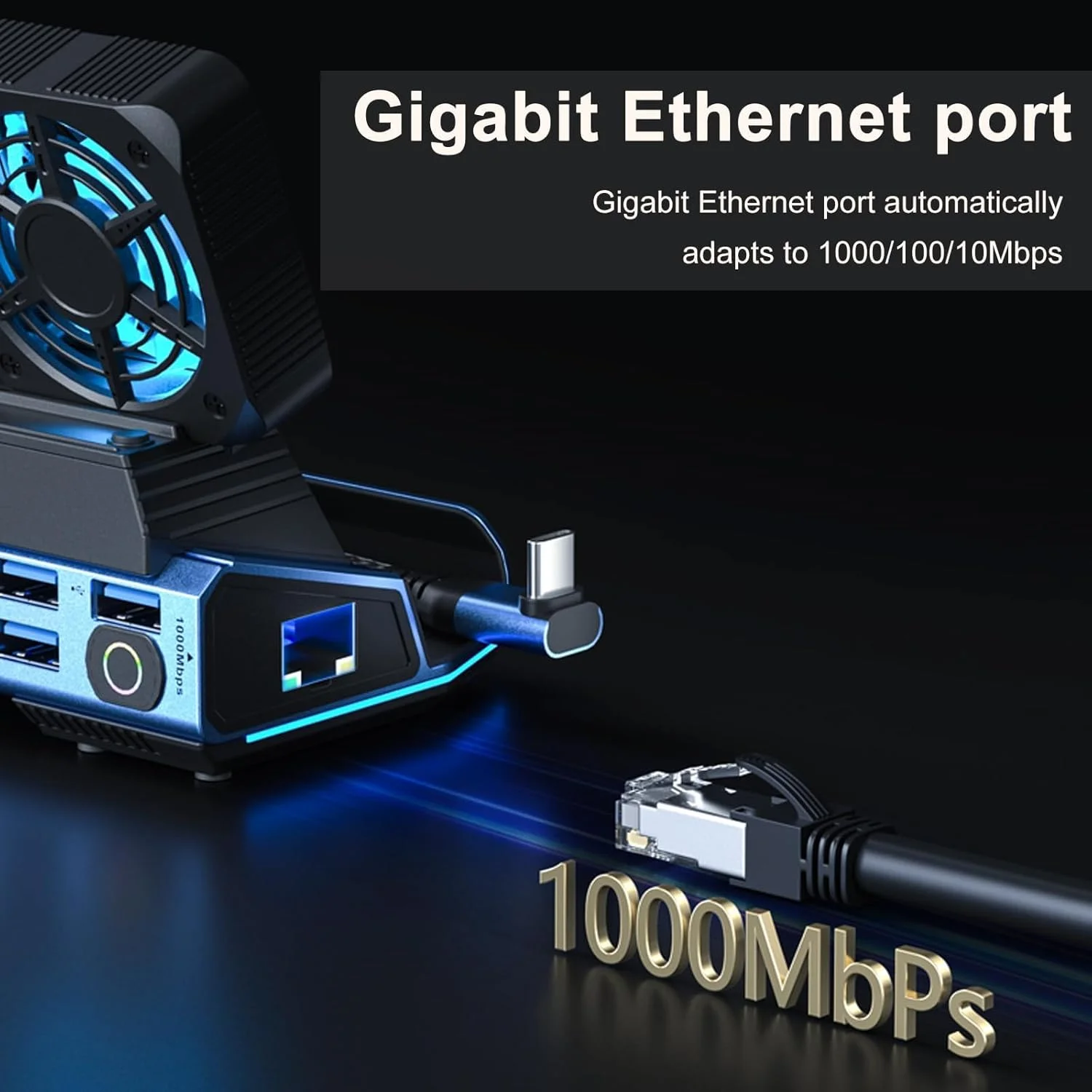 داک استیشن بازی 10 در 1 Azonee Type-C برای Steam Deck/ROG Ally/Switch M.2 PCie nvme جعبه هارد دیسک، USB-C HUB 4K 60Hz، خنک کننده دوگانه فن، 100W 10Gbps، کارت خوان USB 3.0، اترنت 1000Mbps