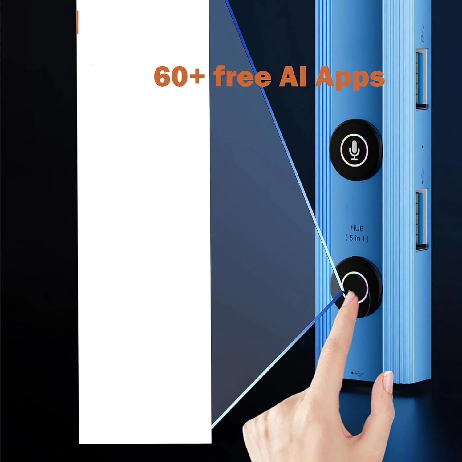 هاب داکینگ استیشن لپ تاپ ASHATA AI، هاب USB 3.0 پنج در یک با قابلیت تبدیل فایل و رونویسی صدا، مناسب برای کار از راه دور در منزل، مسافرت های کاری، طراحان و دانشجویان