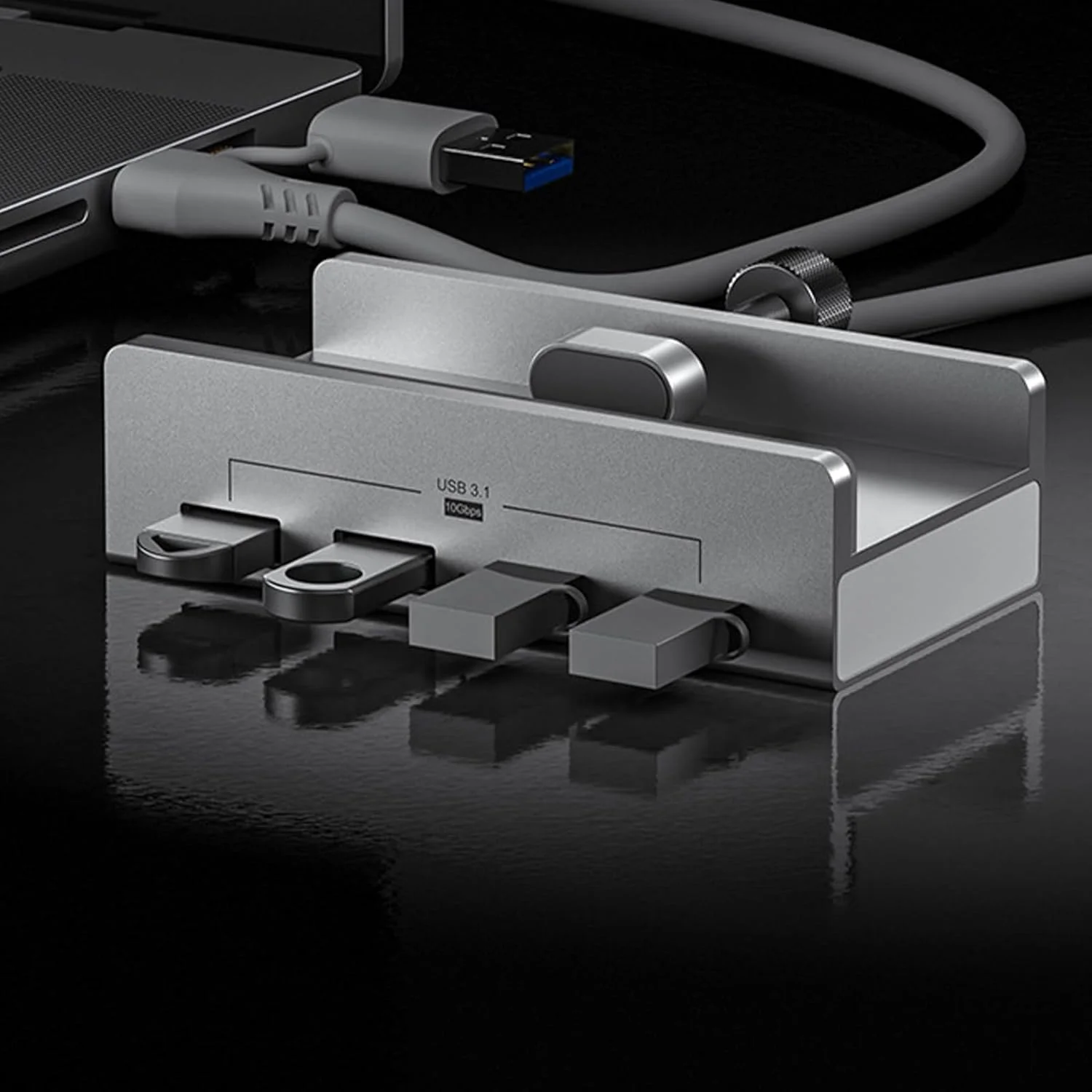 هاب آلومینیومی USB با سرعت 10 گیگابیت بر ثانیه، هاب USB 3.1، نگهدارنده تلفن، توسعه دهنده چندگانه داک اسپلیتر برای لوازم جانبی کامپیوتر رومیزی لپ تاپ، هاب C