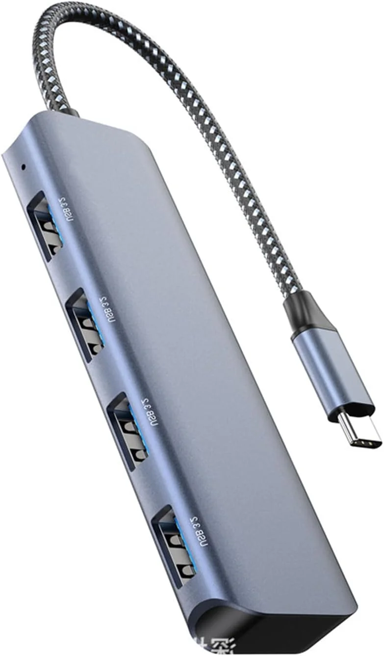 داک آلومینیومی USB C با سرعت 10 گیگابیت بر ثانیه، 4 پورت 3.2 به 3.2، آداپتور کابل توسعه داده برای لپ تاپ، توسعه دهنده قابل حمل USB