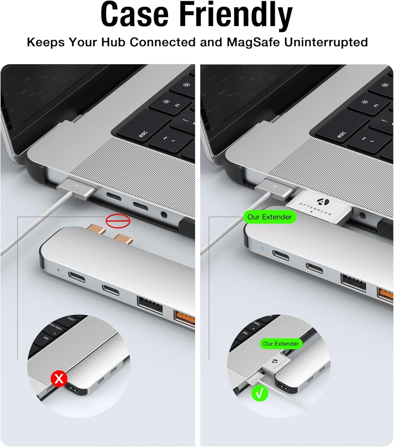 یک توسعه دهنده USB C برای مک بوک با قاب، آداپتور توسعه دهنده 2 پورت Type C نر به ماده سازگار با Thunderbolt 3/4 یا پورت USB4 Type C; 240W PD، ویدئو 8K و انتقال داده 40Gbps