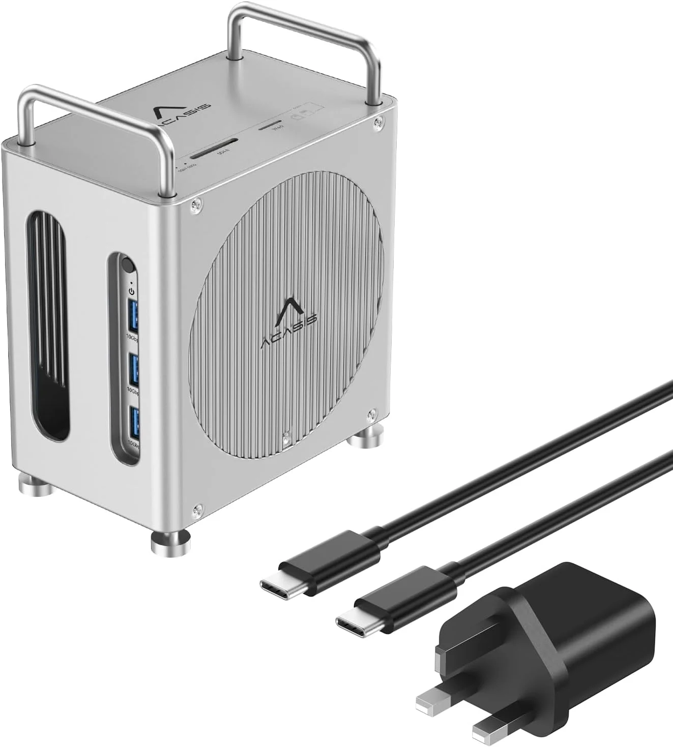 AE-COMP - ایستگاه اتصال USB-C 8 در 1 acasiss 4K/144HZ TF/ 4.0 و اسلات M.2 NVMe دوگانه 16 ترابایتی PD30W برای Mini M4/Pro (UK Р|uɡ)