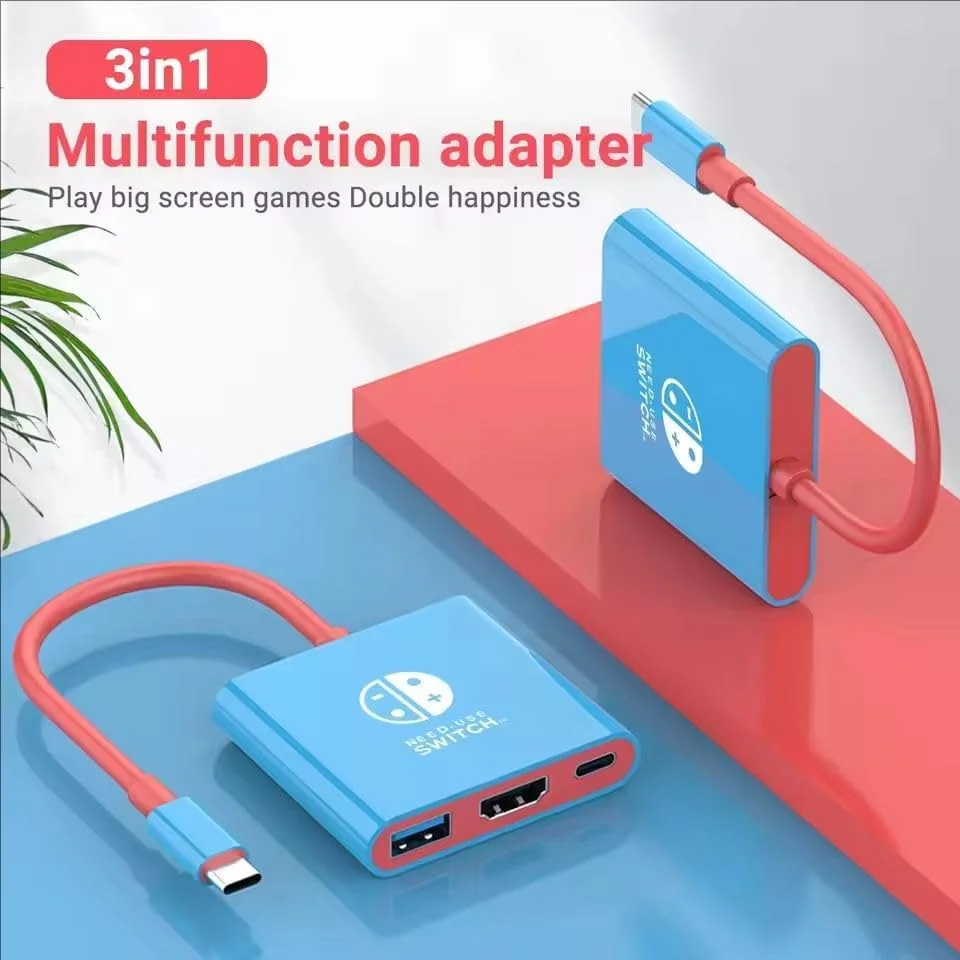 AE-COMP - داک سوئیچ آداپتور HDMI 4K اسپلیتر USB C ایستگاه اتصال قابل حمل تلویزیون برای لپ‌تاپ‌ها، کامپیوترها، آیپدها، مک‌بوک ایر و پرو (مشکی-قرمز)