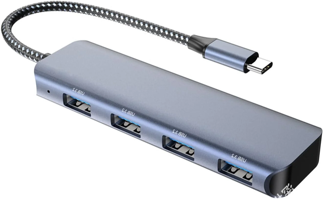 داک آلومینیومی USB C با سرعت 10 گیگابیت بر ثانیه، 4 پورت 3.2 به 3.2، آداپتور کابل توسعه داده برای لپ تاپ، توسعه دهنده قابل حمل USB