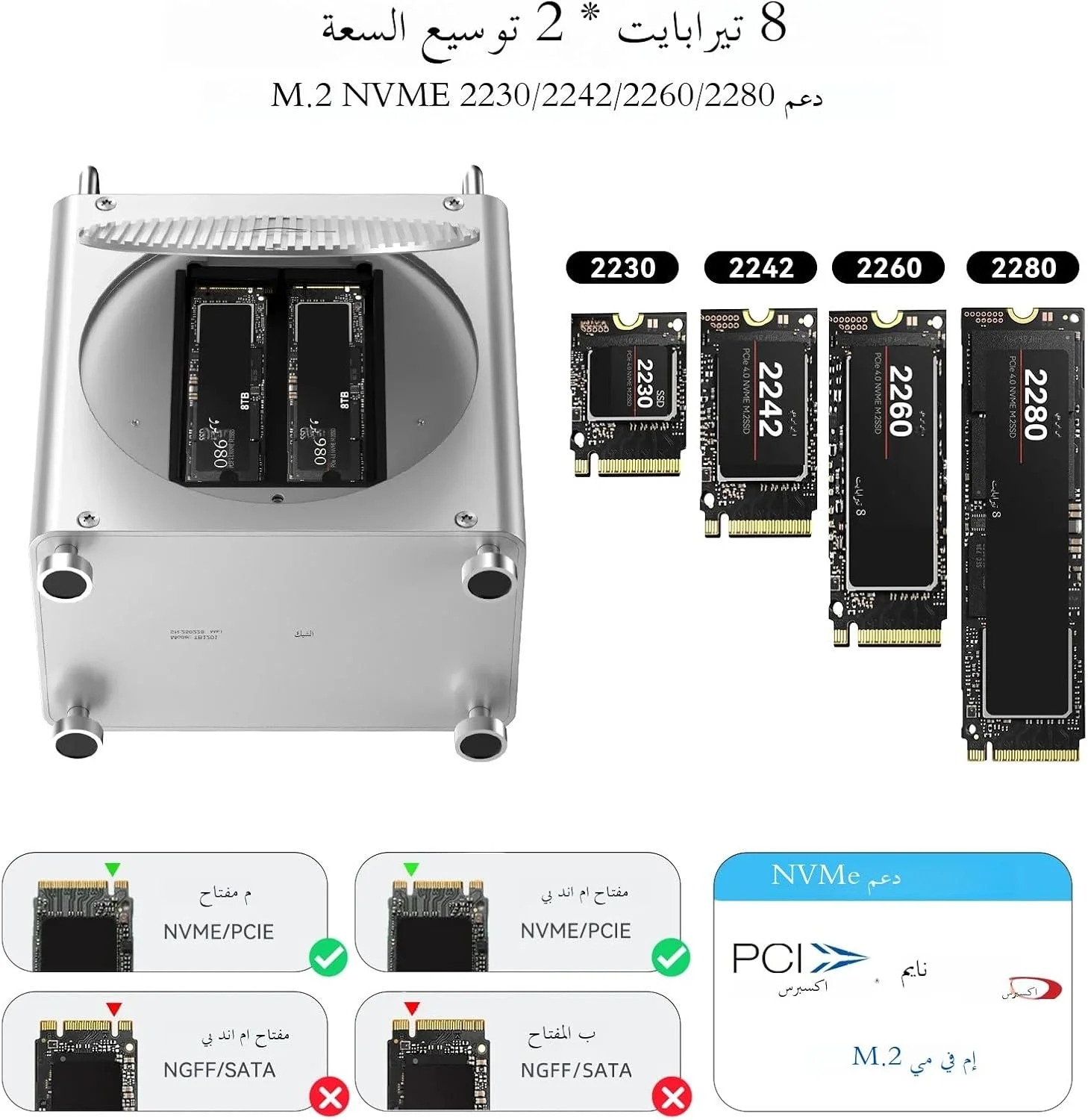 AE-COMP - ایستگاه اتصال USB-C 8 در 1 acasiss 4K/144HZ TF/ 4.0 و اسلات M.2 NVMe دوگانه 16 ترابایتی PD30W برای Mini M4/Pro (UK Р|uɡ)