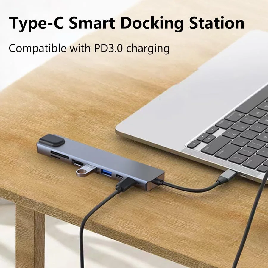 AE-COMP - داک استیشن توسعه Type-C، اسپلیتر USB، آداپتورهای کابل HDMI چند رابط، مبدل کامپیوتر (6 در 1)