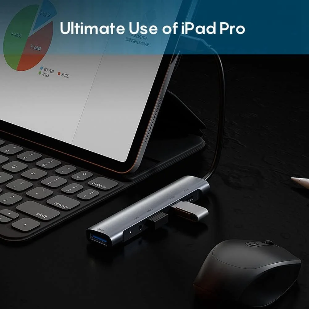 آداپتور هاب USB-C پنج در یک، جک صوتی 3.5 میلیمتری USB 2.0 3.0 Type C 60W PD ایستگاه داکینگ برای لپتاپ و کامپیوتر رومیزی، QC521 - تصویر 2 آداپتور هاب USB-C پنج در یک، جک صوتی 3.5 میلیمتری USB 2.0 3.0 Type C 60W PD ایستگاه داکینگ برای لپتاپ و کامپیوتر رومیزی، QC521 - تصویر 2