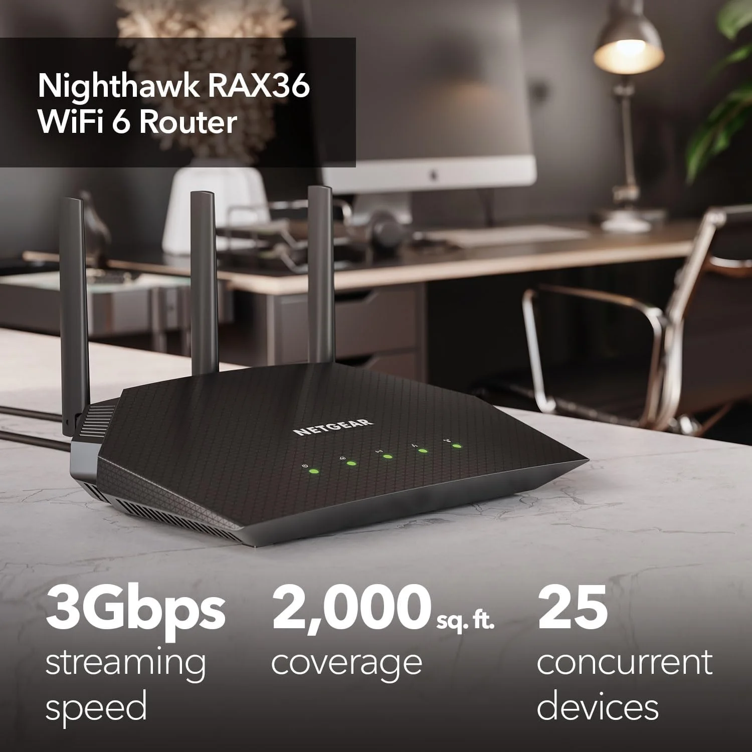 روتر وای فای 6 NETGEAR Nighthawk (RAX36) - فقط روتر، سرعت بی سیم 3 گیگابیت بر ثانیه AX3000 - اینترنت گیگابیتی دو بانده - پوشش 185 متر مربع، 25 دستگاه - VPN داخلی، USB 3.0، گیمینگ روتر وای فای 6 NETGEAR Nighthawk (RAX36) - فقط روتر، سرعت بی سیم 3 گیگابیت بر ثانیه AX3000 - اینترنت گیگابیتی دو بانده - پوشش 185 متر مربع، 25 دستگاه - VPN داخلی، USB 3.0، گیمینگ
