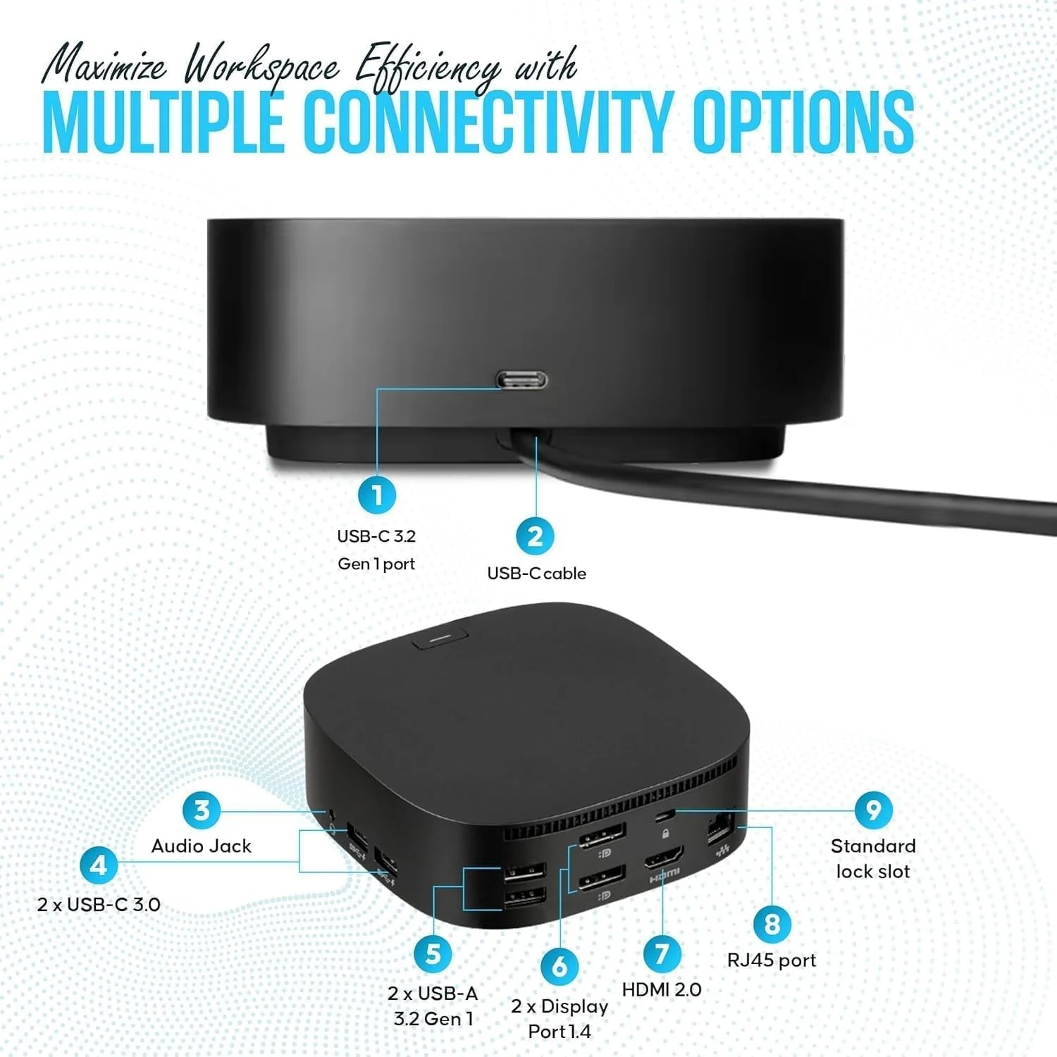 5YH26AV بسته نرم افزاری داک USB-C G5 برای HP - برای ایستگاه اتصال HP برای لپ تاپ مانیتور دوگانه - با 120، کابل HDMI، کابل DisplayPort - ایستگاه اتصال G5 - تصویر 2 5YH26AV بسته نرم افزاری داک USB-C G5 برای HP - برای ایستگاه اتصال HP برای لپ تاپ مانیتور دوگانه - با 120، کابل HDMI، کابل DisplayPort - ایستگاه اتصال G5 - تصویر 2