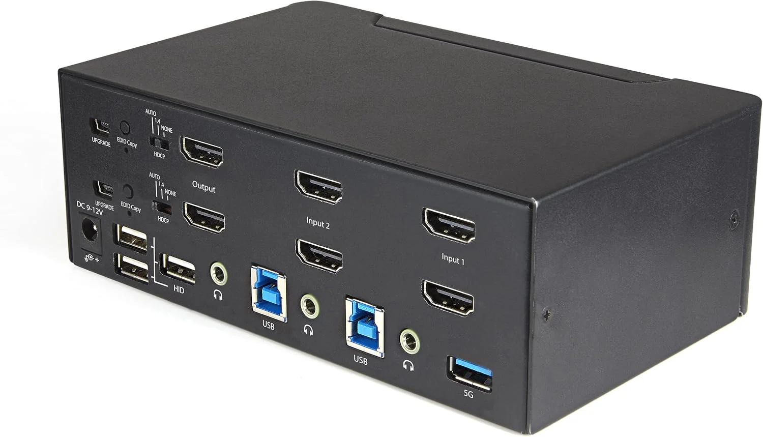 سوییچ KVM دو پورت HDMI با پشتیبانی از دو مانیتور StarTech.com - رزولوشن 4K 60Hz Ultra HD HDR - سوییچ KVM دسکتاپ 4K HDMI 2.0 با هاب USB 3.0 دو پورت (5Gbps) و 4 پورت USB 2.0 HID، صدا - سوییچینگ با کلید میانبر - TAA