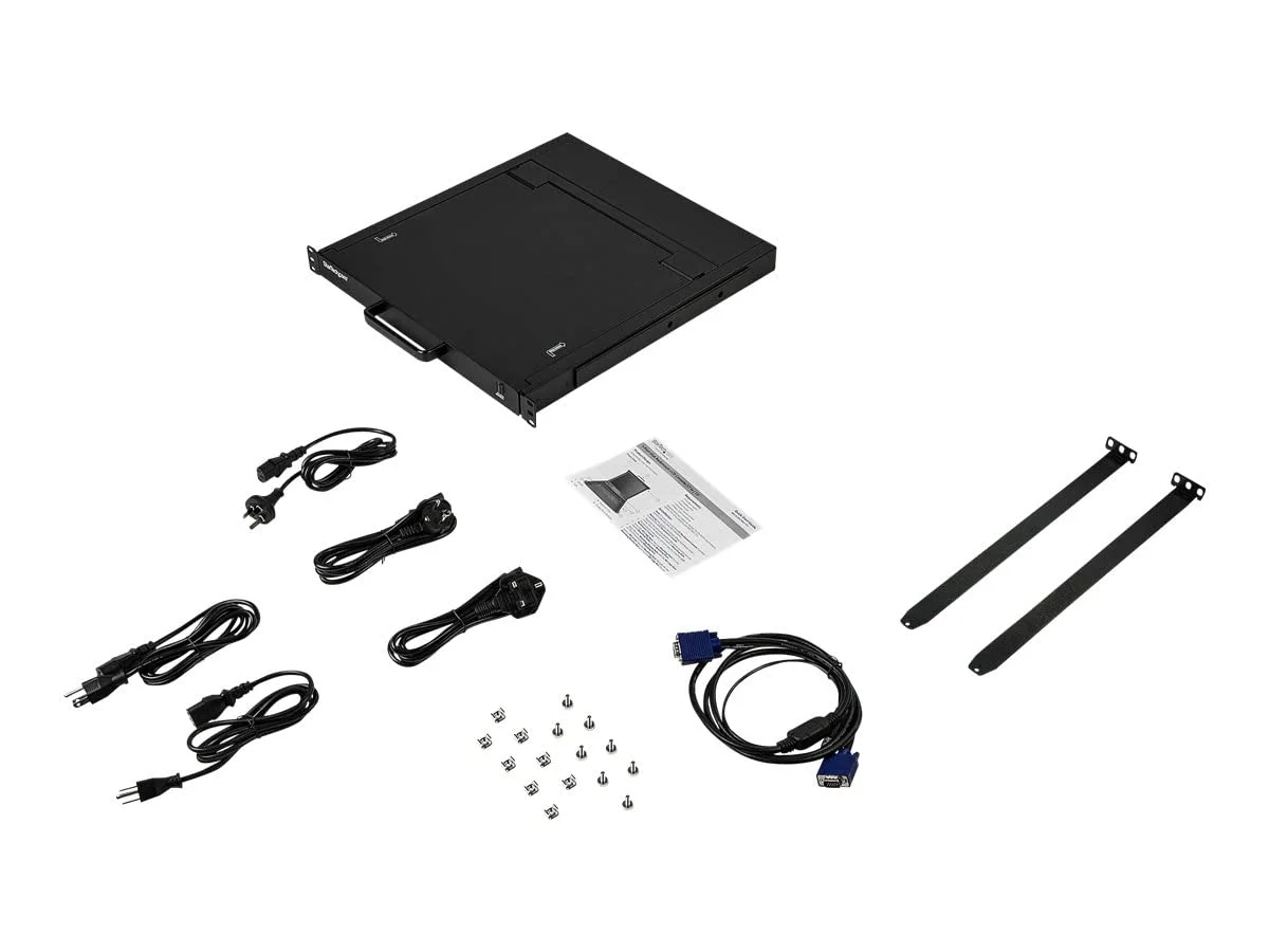 کنسول KVM رک‌مونت تک پورت StarTech.com با مانیتور LCD ۱۷ اینچی - KVM VGA - شامل کابل و سخت‌افزار نصب - کامپیوتر یا سرور خود را به این کنسول رک‌مونت متصل کنید - دارای مانیتور LCD