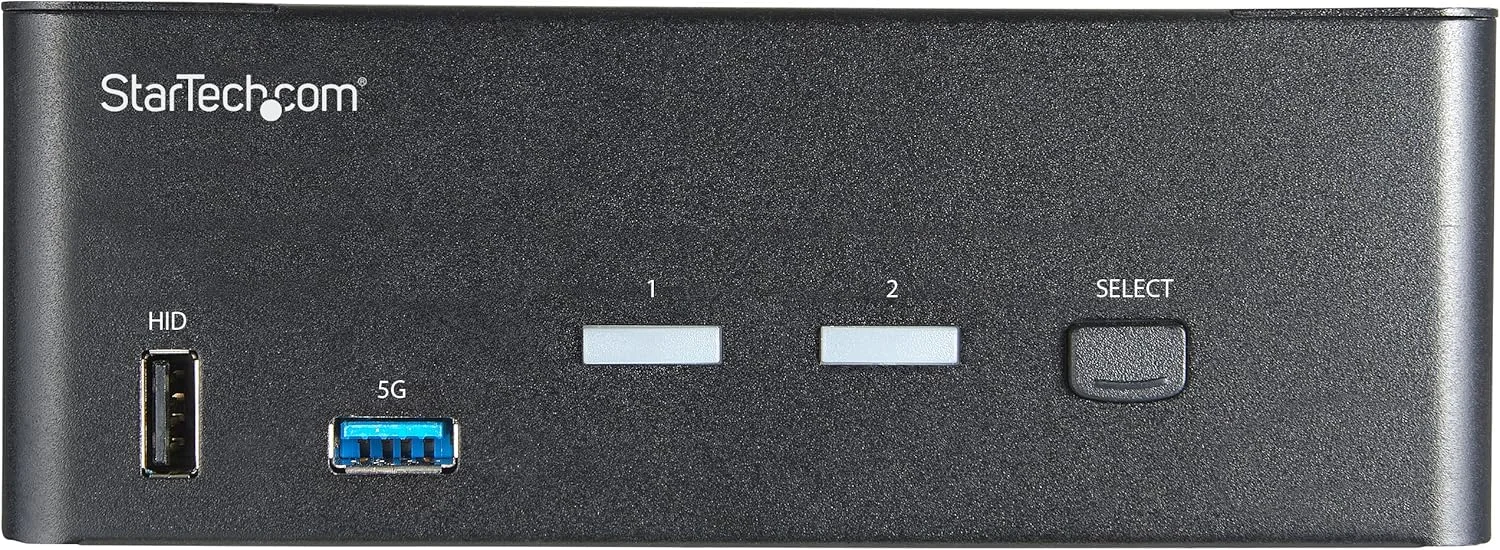 سوییچ KVM دو پورت HDMI با پشتیبانی از دو مانیتور StarTech.com - رزولوشن 4K 60Hz Ultra HD HDR - سوییچ KVM دسکتاپ 4K HDMI 2.0 با هاب USB 3.0 دو پورت (5Gbps) و 4 پورت USB 2.0 HID، صدا - سوییچینگ با کلید میانبر - TAA