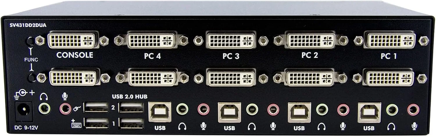 سوئیچ KVM چهار پورت Dual DVI با صدا برای کامپیوترها - هاب USB داخلی (SV431DD2DUA)