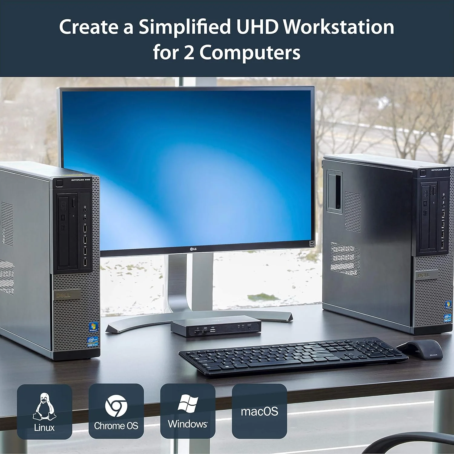 سوییچ KVM دو پورت DisplayPort استار تک با هاب USB 2.0 داخلی - پشتیبانی از رزولوشن ویدئویی 4K در 30 هرتز - Ultra HD