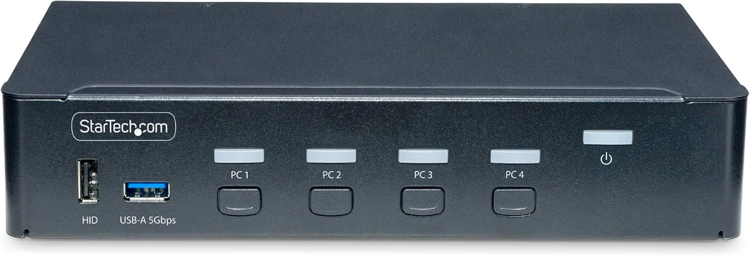 سوئیچ KVM چهار پورت DisplayPort استار تک، مانیتور تکی 4K 60Hz، شش پورت USB، سوئیچینگ کلید میانبر، سازگار با TAA