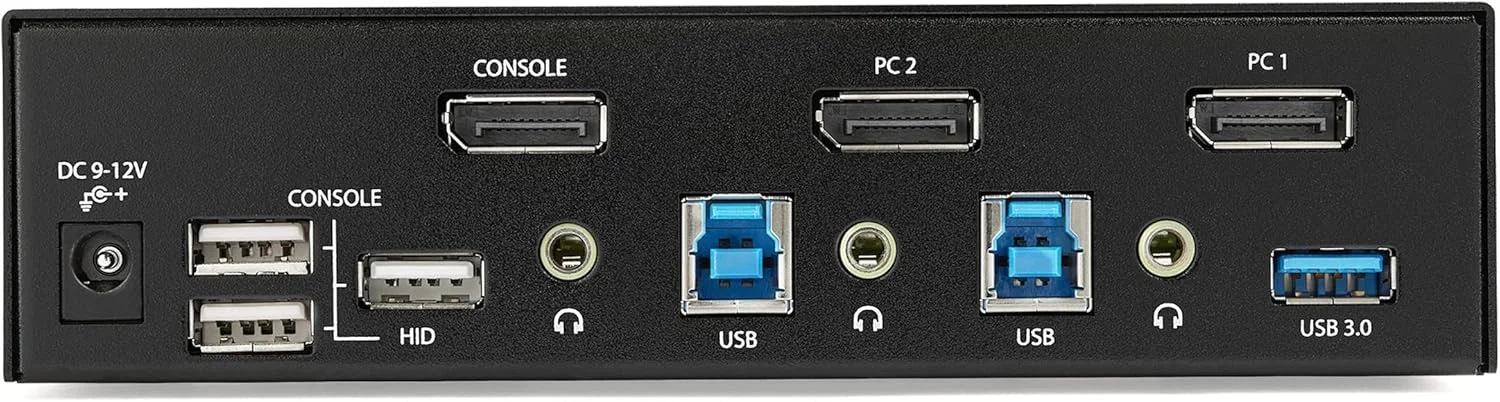 سوئیچ KVM دو پورت DisplayPort استار تک - 4K 60Hz - تک نمایشگر - سوئیچ KVM دو پورت UHD DP 1.2 USB با هاب USB 3.0 یکپارچه و صدا - سازگار با TAA، مشکی