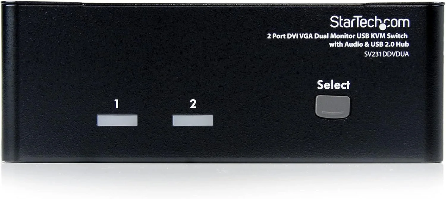 سوئیچ KVM دو پورت StarTech.com - DVI و VGA با هاب صوتی و USB 2.0 - سوئیچ KVM دو مانیتوره / نمایشگر / صفحه نمایش - DVI VGA , TAA (SV231DDVDUA)