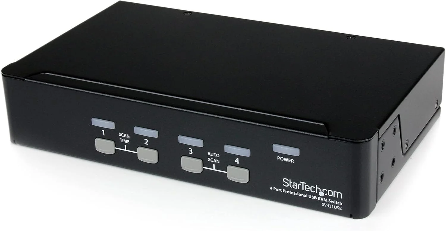 سوئیچ KVM چهار پورت VGA USB حرفه ای StarTech.com با هاب - سوئیچ KVM قابل نصب در رک 1U (SV431USB)