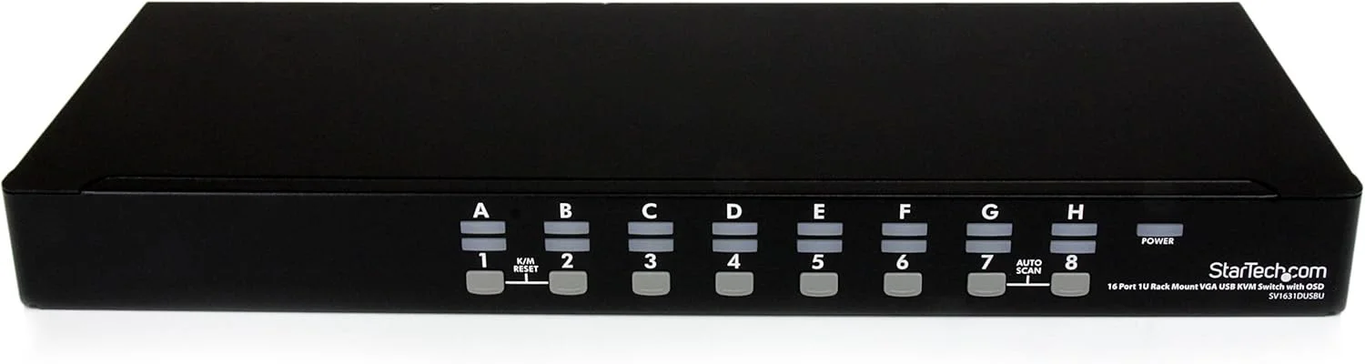 کیت سوئیچ KVM شانزده پورت USB با قابلیت نصب در رک 1U همراه با OSD و کابل