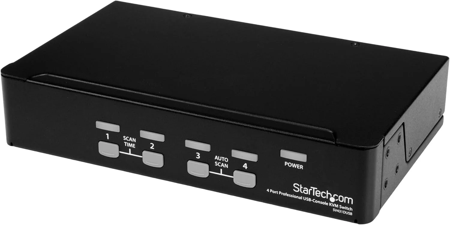 سوییچ KVM چهار پورت StarTech.com با OSD - سوییچ KVM قابل نصب در رک 1U - USB و PS/2 - 1920 x 1440 - 1U