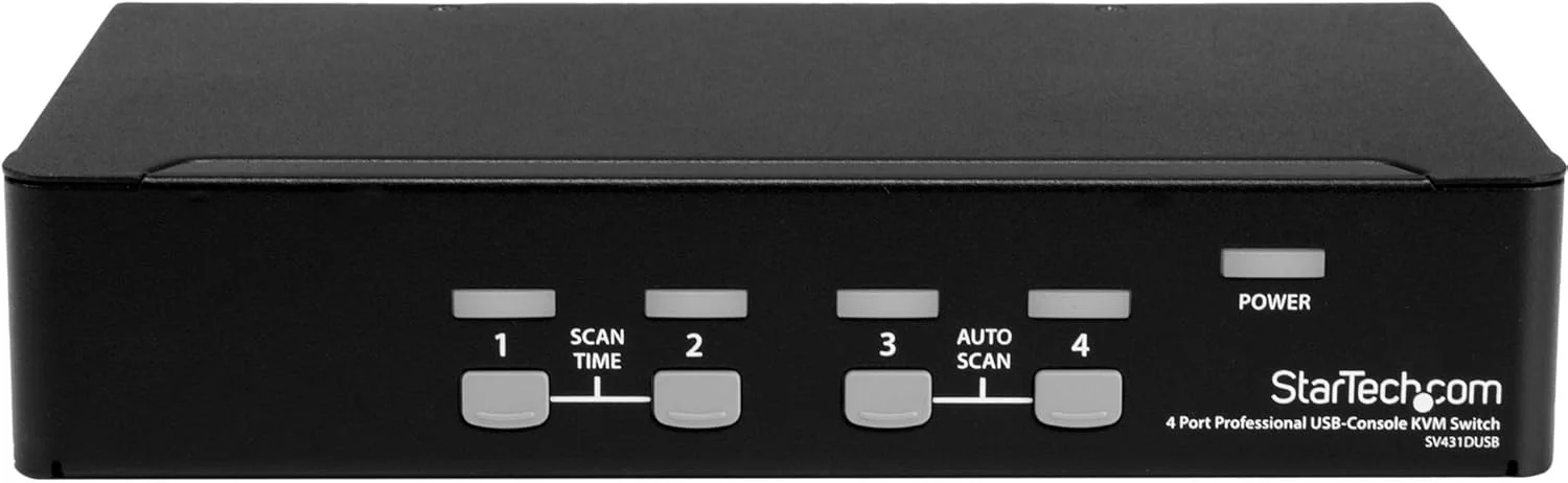 سوییچ KVM چهار پورت StarTech.com با OSD - سوییچ KVM قابل نصب در رک 1U - USB و PS/2 - 1920 x 1440 - 1U