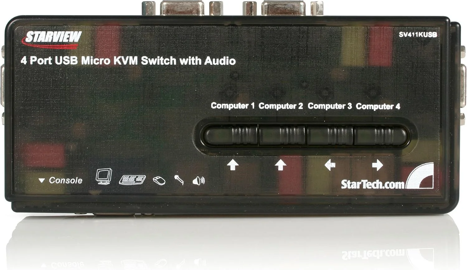 سوییچ KVM یو اس بی 4 پورت استار تک با کابل و صدا - مشکی (SV411KUSB)