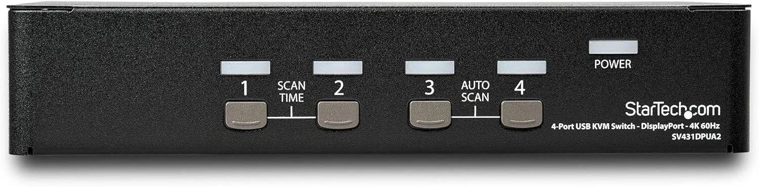 سوئیچ KVM چهار پورت DisplayPort استار تک - 4K 60Hz - تک نمایشگر - سوئیچ KVM دو پورت UHD DP 1.2 USB با هاب USB 2.0 یکپارچه و صدا - Dell, HP, Apple, Lenovo - سازگار با TAA (SV431DPUA2)