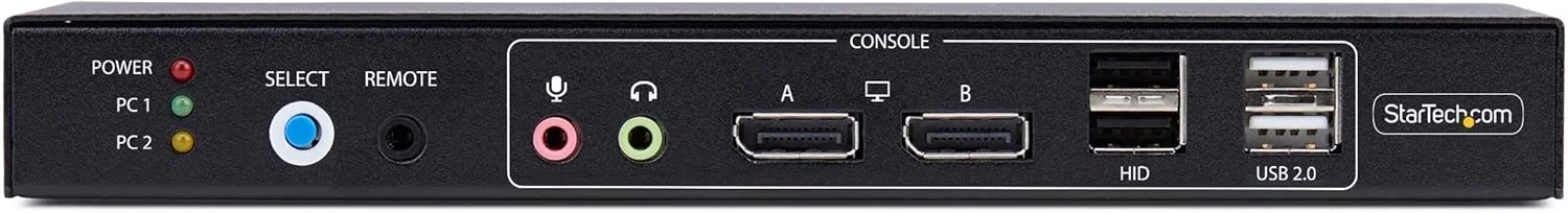 سوئیچ KVM دو پورت DisplayPort با قابلیت نمایش دو مانیتور StarTech.com، ماتریس ویدیویی Dual View، 4K 60Hz، هاب USB با 4 پورت، سازگار با TAA