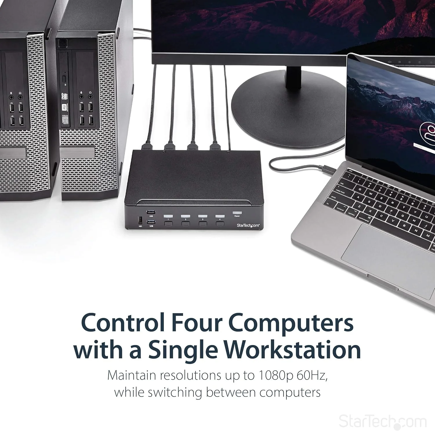 سوئیچ KVM چهار پورت HDMI استار تک - سوئیچ KVM HDMI - 1080p - پشتیبانی از USB 3.0 و صدا - سوئیچ ویدئویی KVM, TAA (SV431HDU3A2)