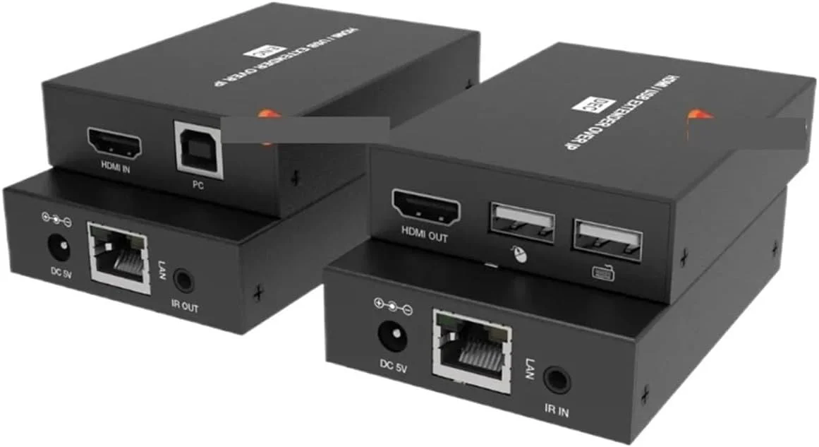 اکستندر HDMI از طریق IP، H.265، برد 150 متر از طریق CAT5e/6، کیفیت 1080P@60Hz، HDCP 1.4، USB KVM، کنترل IR، سازگار با سوئیچ شبکه 1G