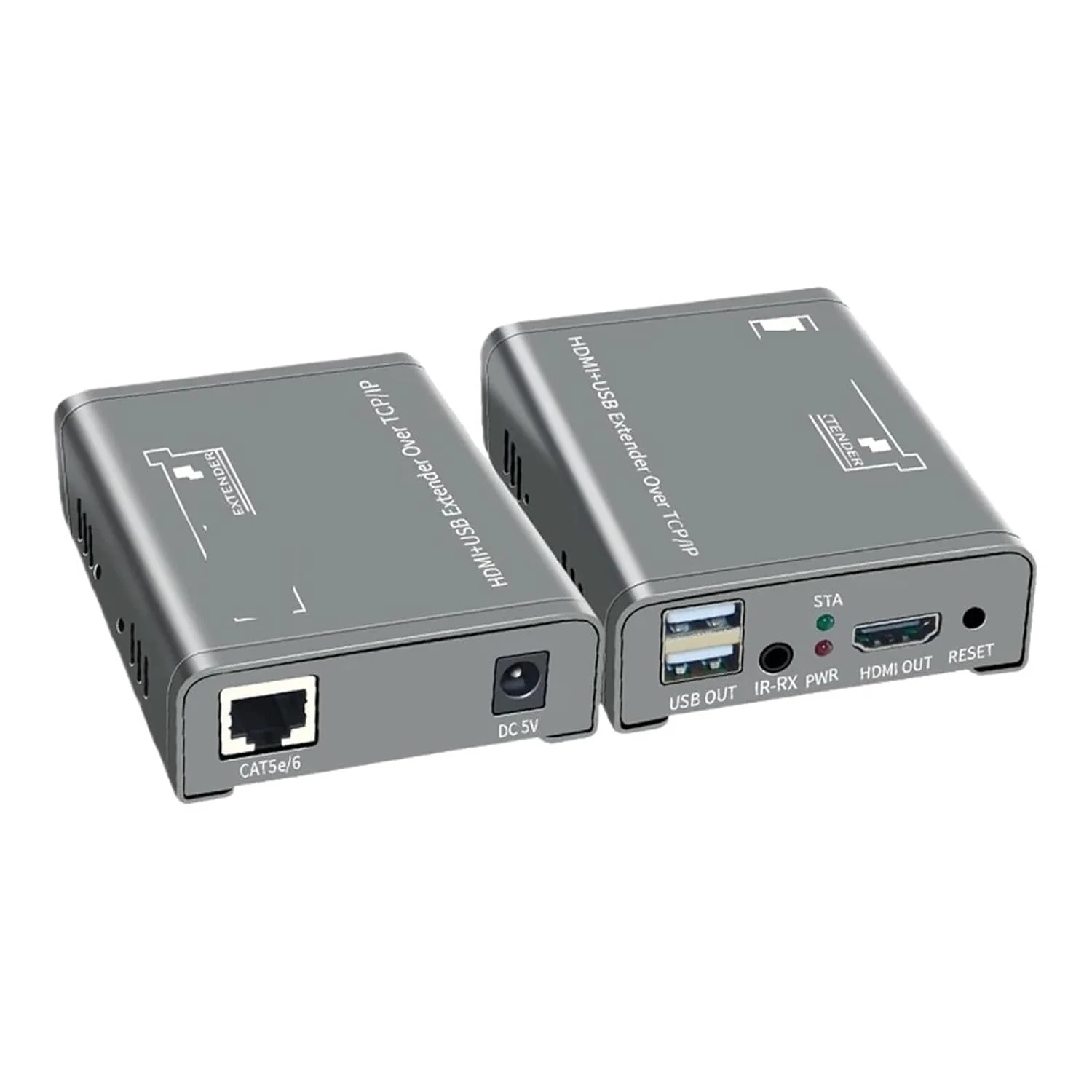 اکستندر HDMI KVM 200 متری از طریق UTP/TCP Rj45 Cat5e/6 1080P HDMI USB اترنت، پشتیبانی از طریق سوییچ شبکه، ماوس و کیبورد USB (1 فرستنده و 1 گیرنده، دوشاخه آمریکایی)