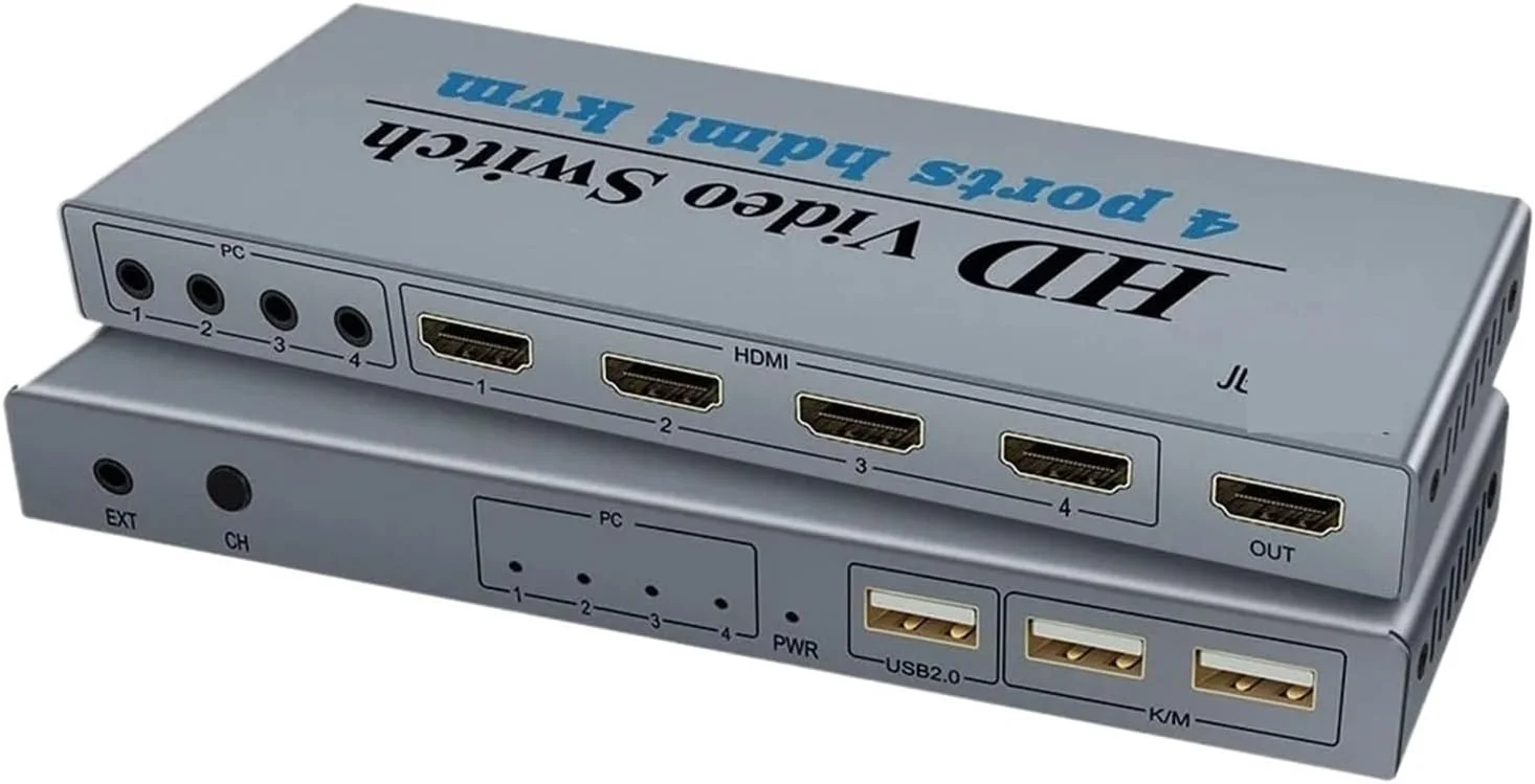 سوئیچ KVM HDMI 4K، 4 ورودی 1 خروجی، سوئیچ KVM HDMI یو اس بی 3 پورت 4X1 4kX2K/30HZ HDCP1.2 برای کامپیوتر، لپ تاپ، ویندوز و ma*cs