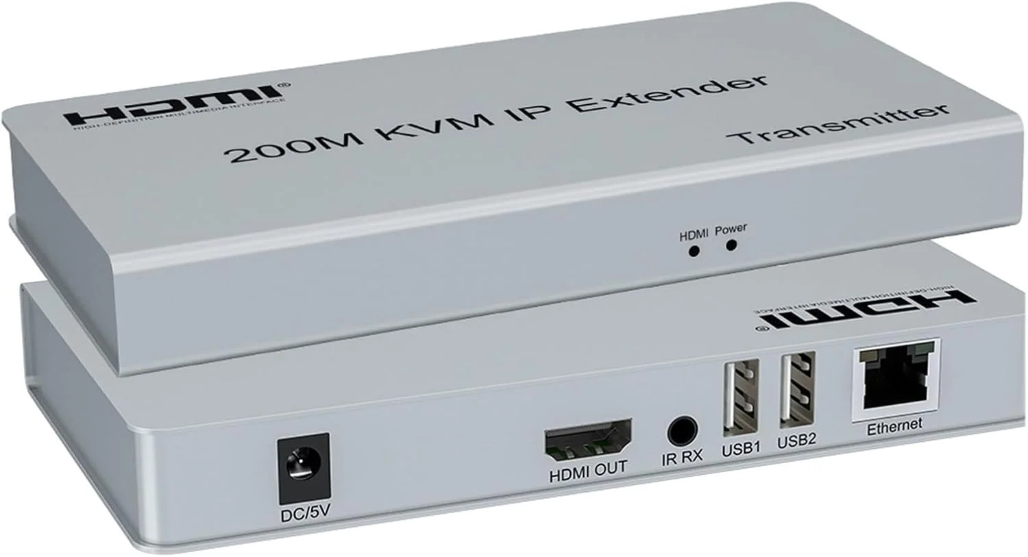 اکستندر KVM HDMI با IP 200M از طریق کابل اترنت Cat5e/6 RJ45، اکستندر USB HDMI 1080P از طریق سوئیچ شبکه، پشتیبانی از ماوس و کیبورد USB (همراه با دوشاخه آمریکایی)