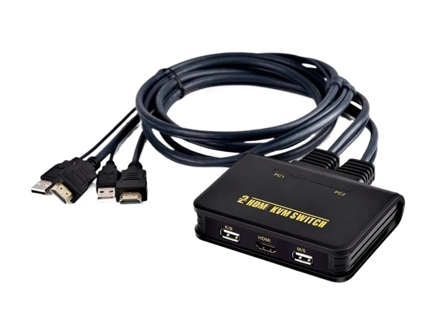 سوئیچ KVM دو پورت HD 1080P@60Hz برای اشتراک یک کیبورد، ماوس و مانیتور بین دو کامپیوتر به همراه کابل های USB2.0 و HD