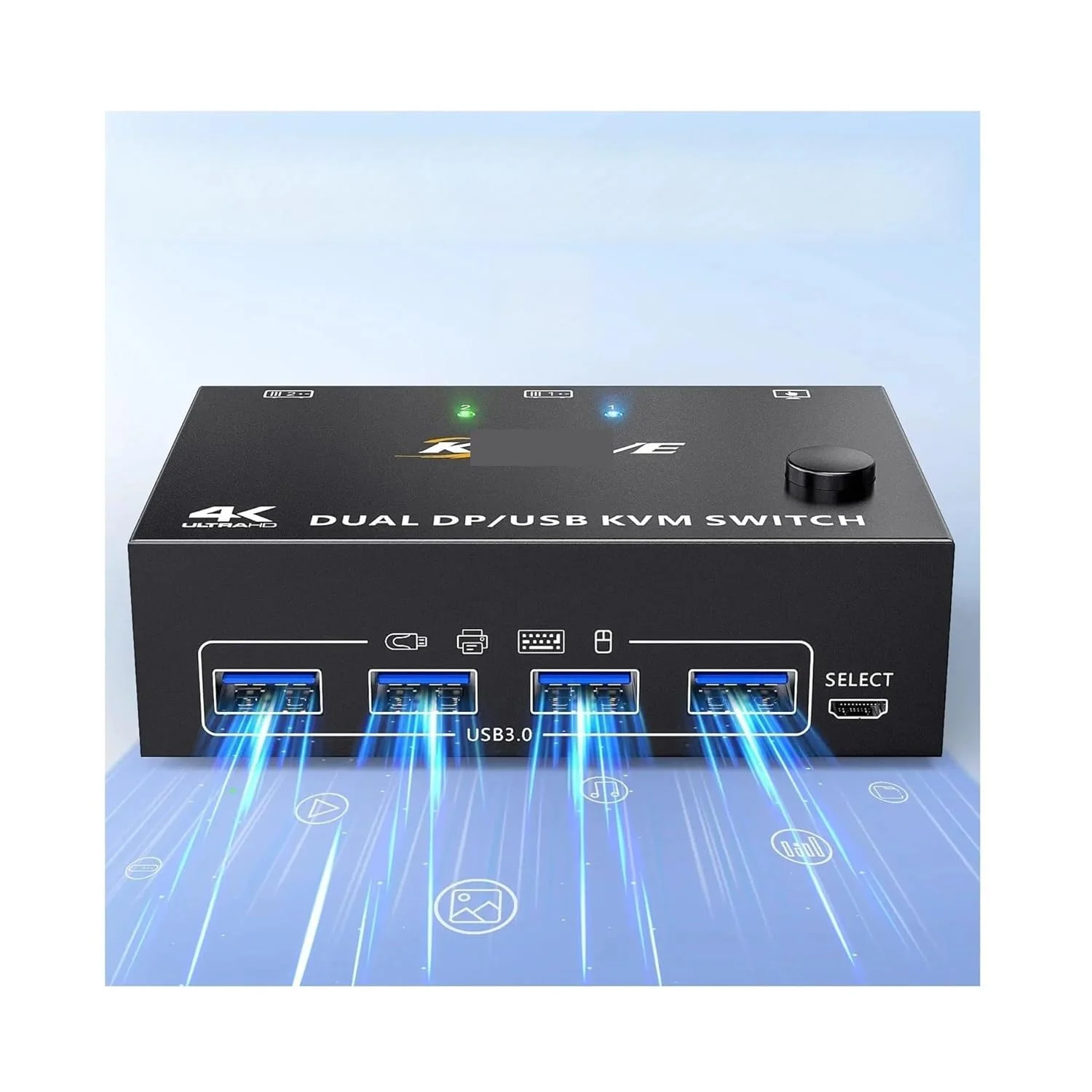 سوئیچ KVM دیسپلی پورت USB 3.0 با کیفیت 8K، دو مانیتور، دو کامپیوتر، 8K@30Hz، 4K@144Hz، سوئیچ های KVM دو مانیتوره DP 1.4 با 4 پورت USB 3.0 (202DP-USB 3.0)