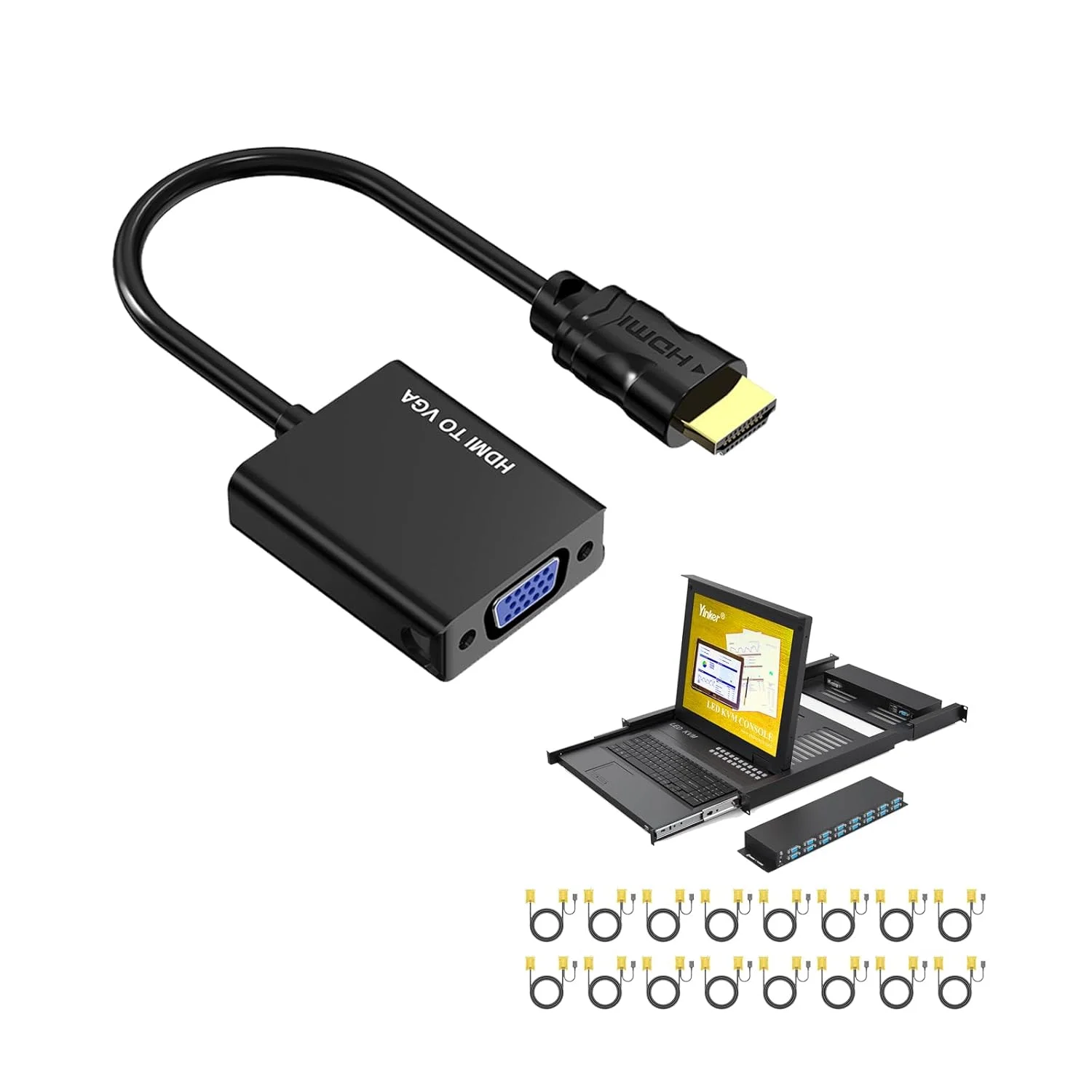 سوییچ KVM ال سی دی 17 اینچی 16 پورت + آداپتور HDMI به VGA