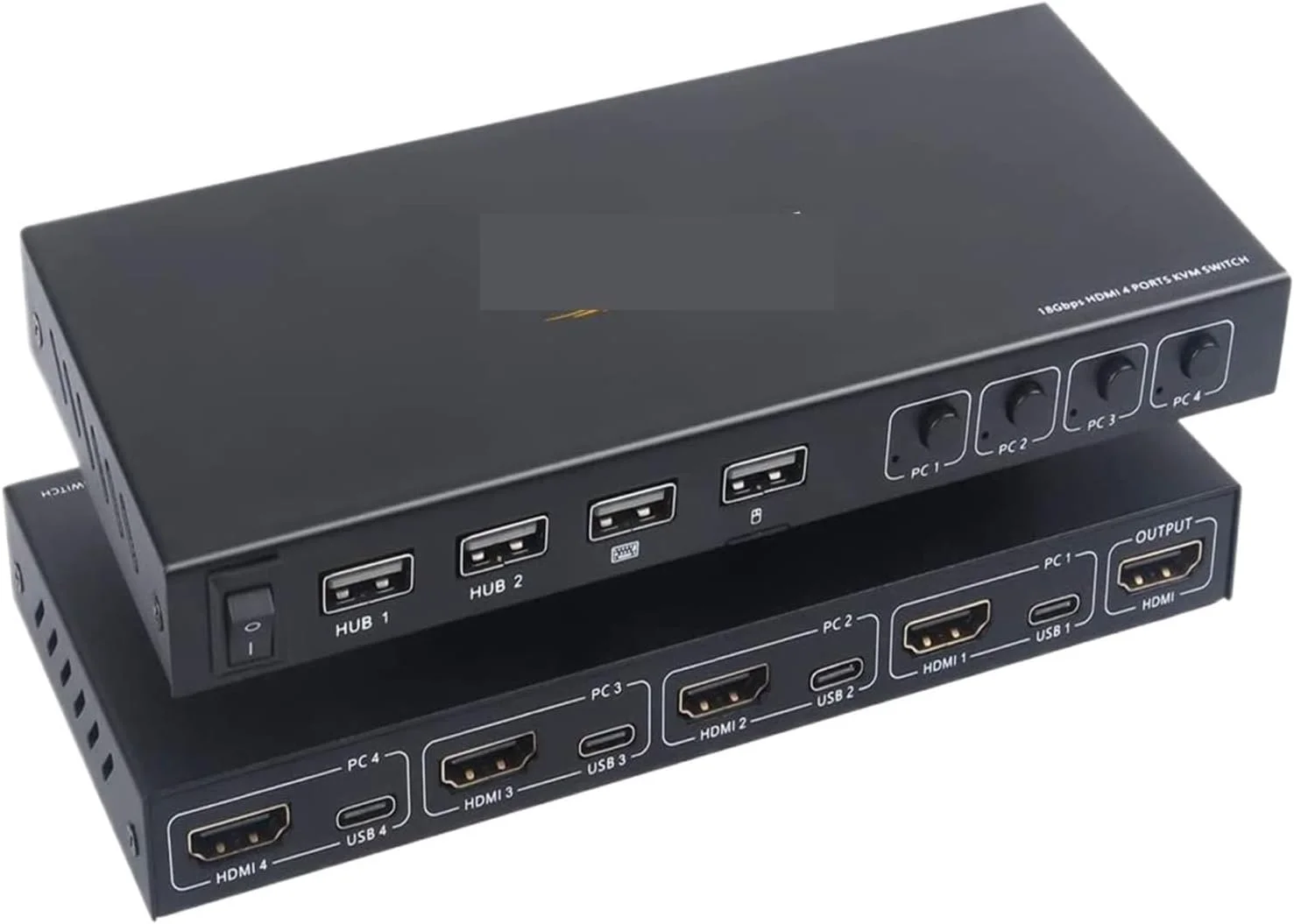 سوئیچ KVM چهار پورت HDMI مدل KCEVE، سوئیچ USB HDMI با 4 ورودی و 1 خروجی برای اشتراک مانیتور، کیبورد و ماوس با قابلیت جابجایی کلیدهای میانبر تطبیقی