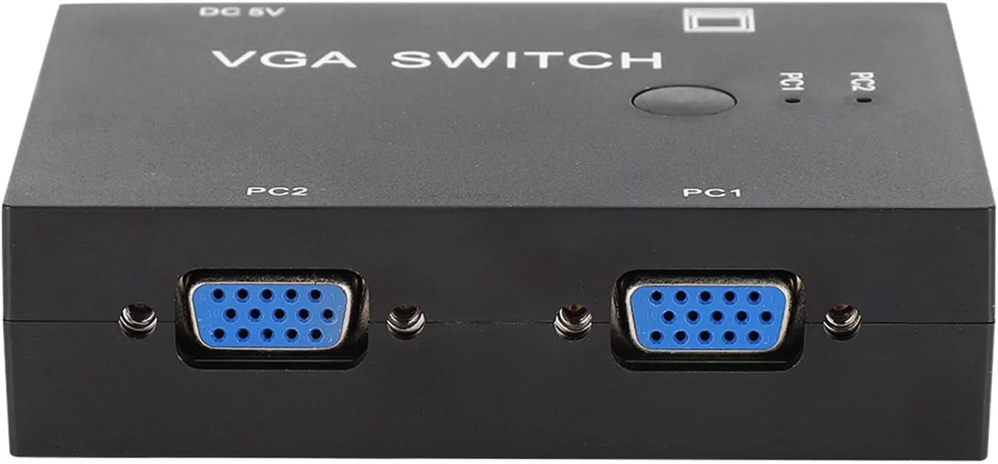 سوئیچ تقسیم کننده VGA، 2 ورودی 1 خروجی 2 پورت، پشتیبانی از فاصله 15 متری، اتصال نمایشگر LED خارجی، اتصال آسان برای 1 رایانه به مانیتور