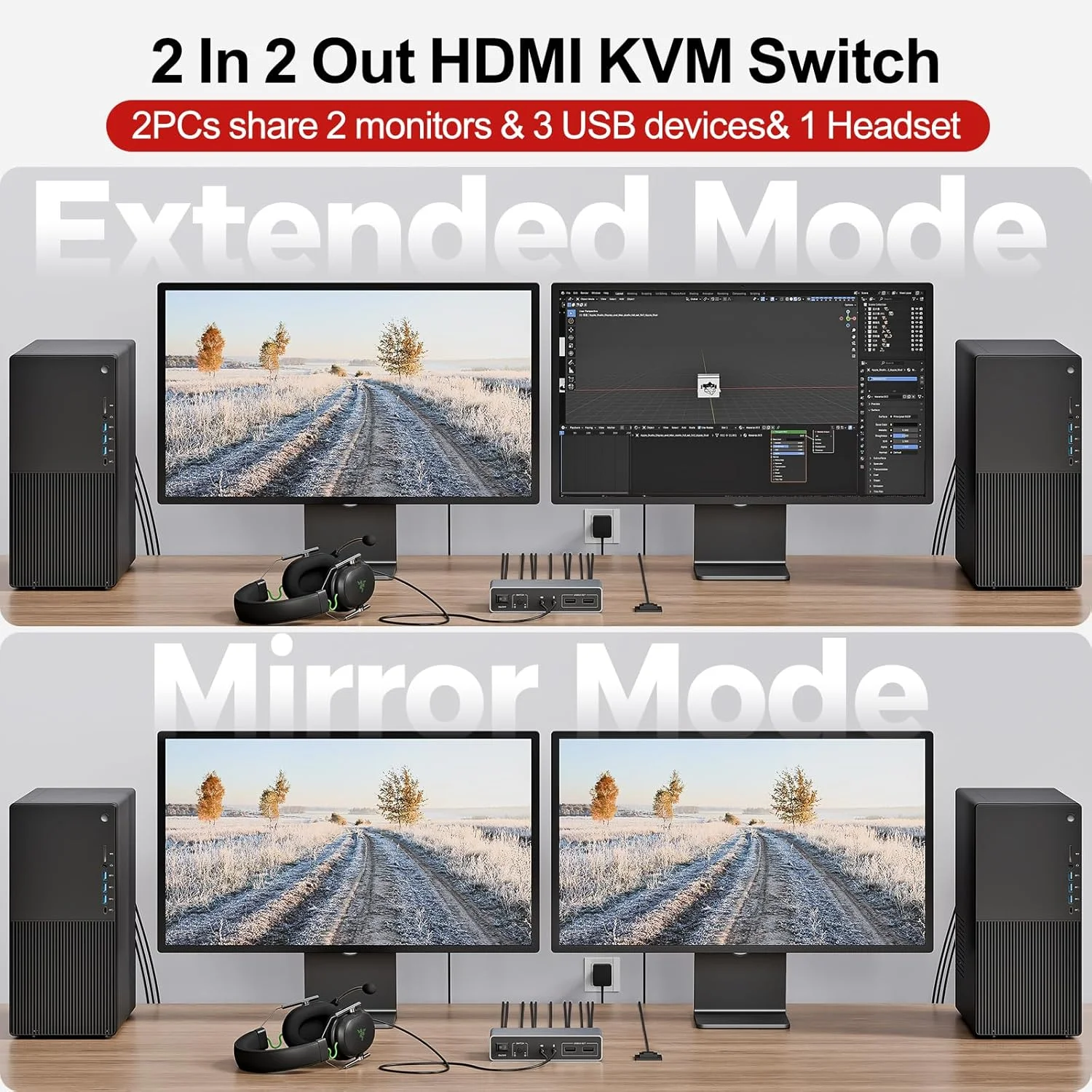 سوئیچ KVM دو مانیتوره HDMI Unitek، دو کامپیوتر، 4K@60Hz، USB 3.0، اشتراک گذاری دو مانیتور HDMI، 3 پورت USB برای کیبورد، ماوس، هارد دیسک، پورت های میکروفون و هدست، 2 کابل، آداپتور DC 5V، کنترلر سوئیچ KVM دو مانیتوره HDMI Unitek، دو کامپیوتر، 4K@60Hz، USB 3.0، اشتراک گذاری دو مانیتور HDMI، 3 پورت USB برای کیبورد، ماوس، هارد دیسک، پورت های میکروفون و هدست، 2 کابل، آداپتور DC 5V، کنترلر