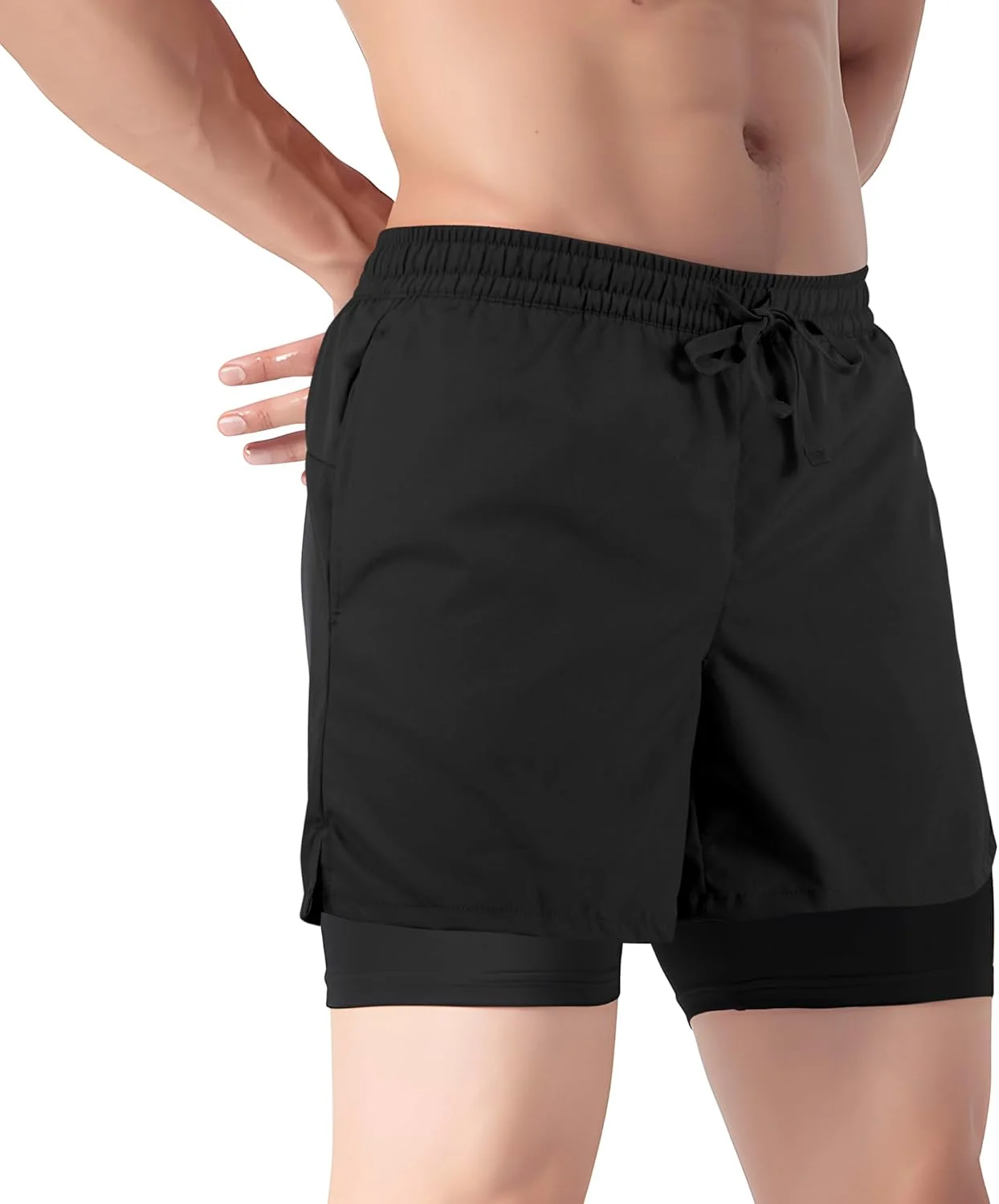 شلوارک ورزشی مردانه 2 در 1، شلوارک سبک وزن و کشسان مناسب تمرینات ورزشی و دویدن با قابلیت خشک شدن سریع