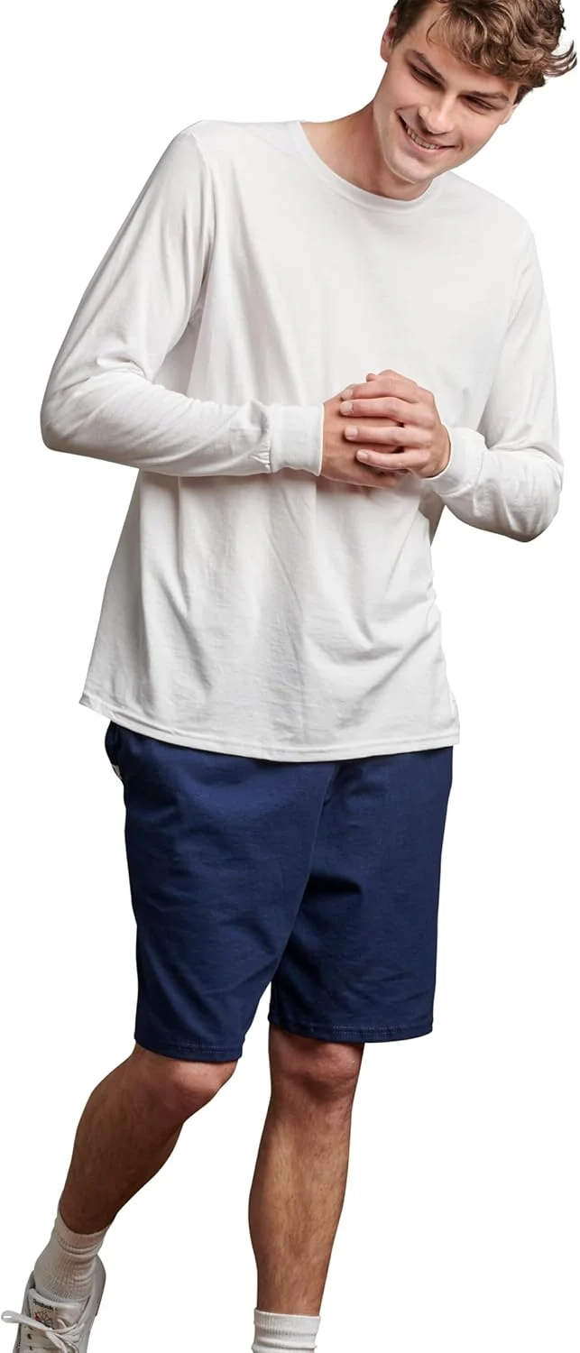 شلوارک نخی مردانه راسل اتلتیک، فیت ریلکس، 9 اینچ، دارای جیب، کمر کشی قابل تنظیم، سایزهای S-4X