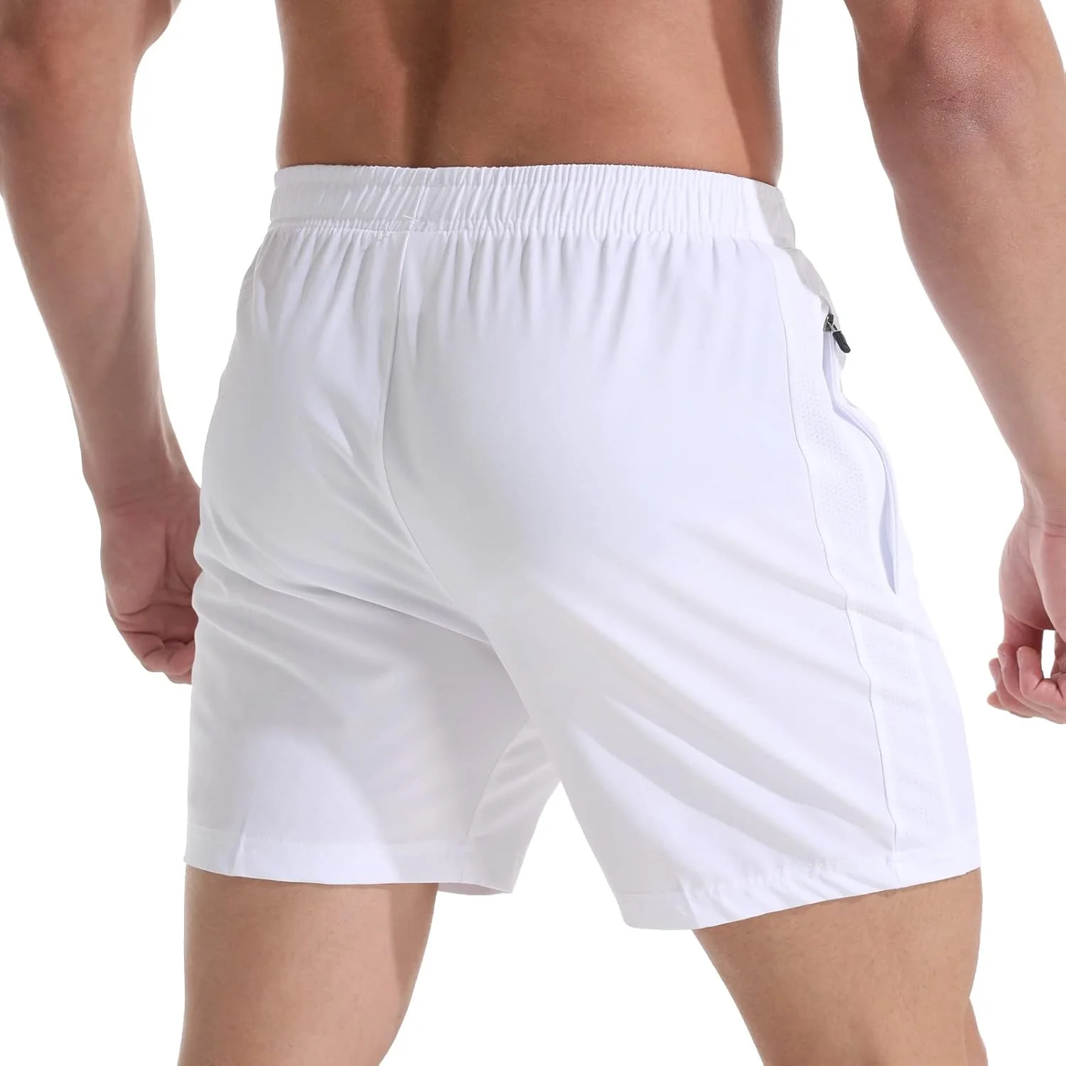 شلوارک ورزشی مردانه VPOS، قد 5 اینچ - شلوارک ورزشی سبک وزن مردانه، خشک‌شونده سریع، مناسب تمرین و دویدن با جیب‌های زیپ‌دار