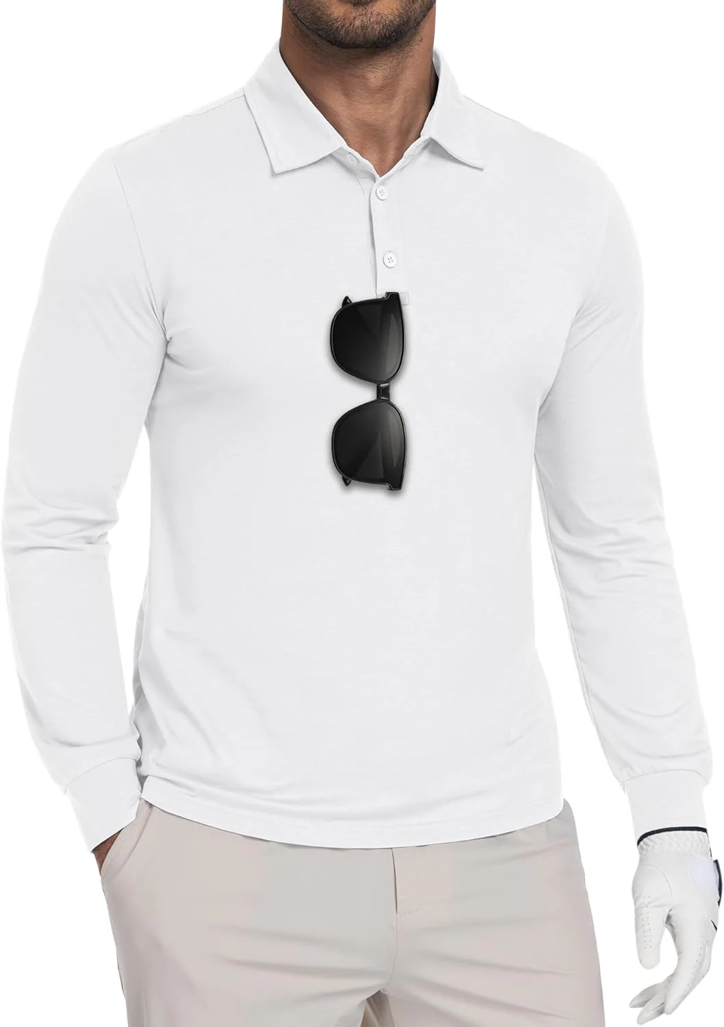 پولوشرت آستین بلند مردانه مناسب گلف، سبک، با قابلیت خشک شدن سریع و جذب رطوبت، محافظت در برابر اشعه ماوراء بنفش 50+ و دارای یقه