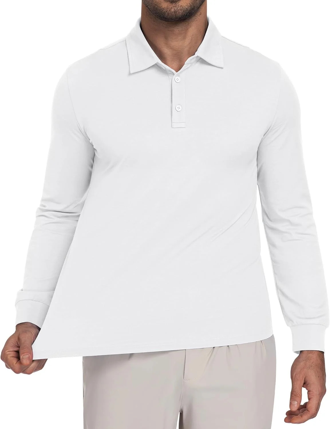 پولوشرت آستین بلند مردانه مناسب گلف، سبک، با قابلیت خشک شدن سریع و جذب رطوبت، محافظت در برابر اشعه ماوراء بنفش 50+ و دارای یقه