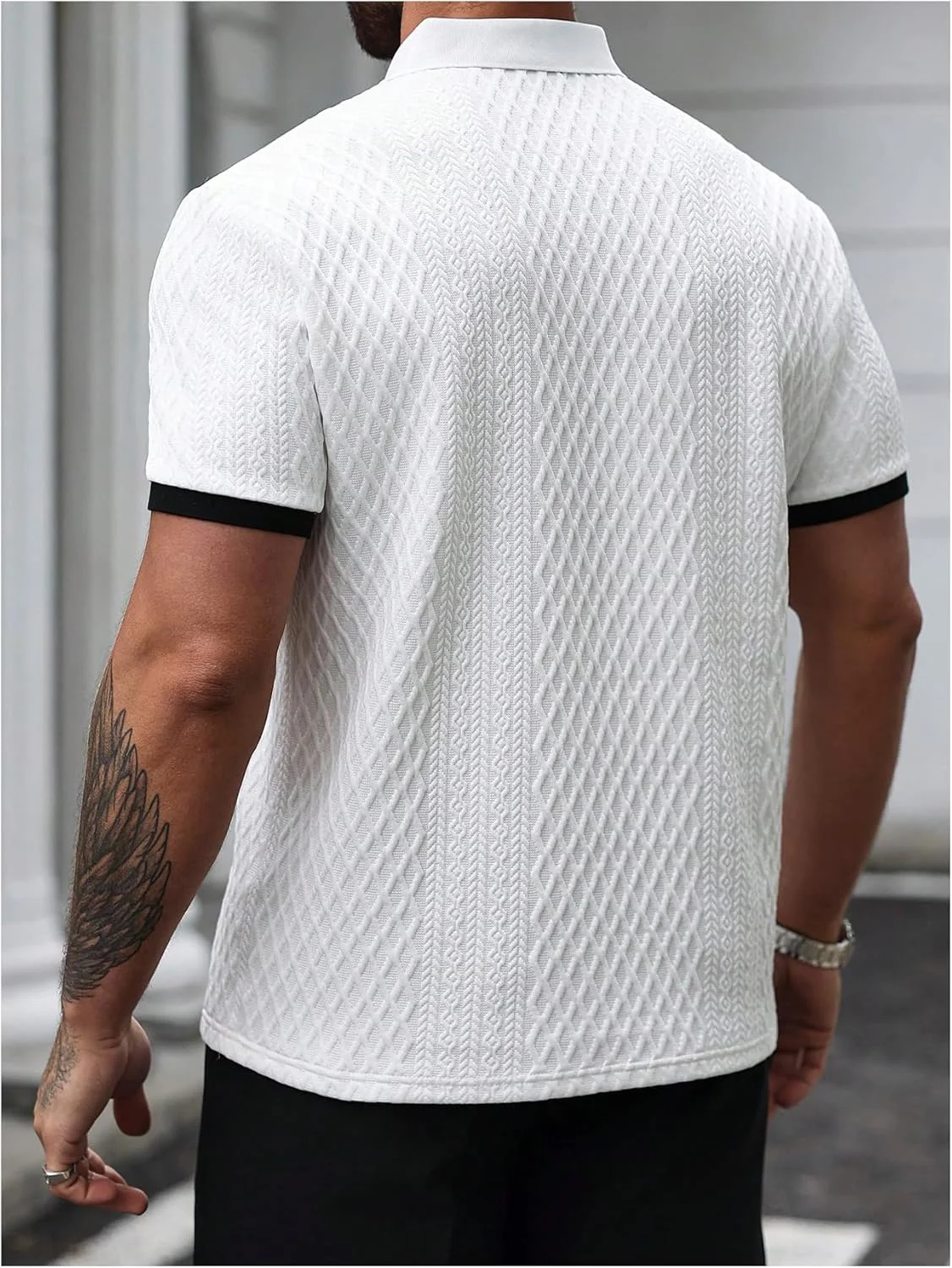 SOLY HUX پولوشرت بافتنی مردانه آستین کوتاه بافت دار پیراهن گلف تی شرت یقه دار غیر رسمی SOLY HUX پولوشرت بافتنی مردانه آستین کوتاه بافت دار پیراهن گلف تی شرت یقه دار غیر رسمی