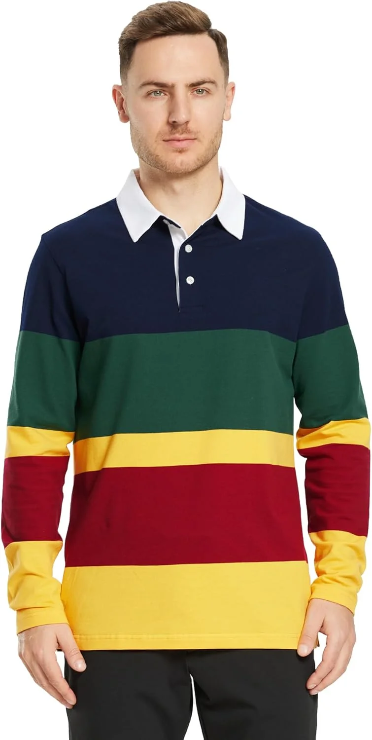 پولوشرت آستین بلند مردانه راه راه، با قابلیت خشک شدن سریع، یقه دار، مناسب گلف و استفاده روزمره پولوشرت آستین بلند مردانه راه راه، با قابلیت خشک شدن سریع، یقه دار، مناسب گلف و استفاده روزمره