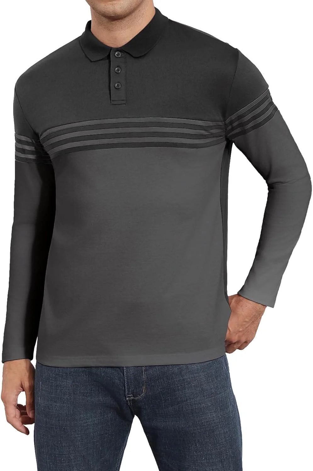 پولوشرت آستین بلند مردانه راه راه کلاسیک یقه دار کتان با برش اسلیم فیت پولوشرت آستین بلند مردانه راه راه کلاسیک یقه دار کتان با برش اسلیم فیت