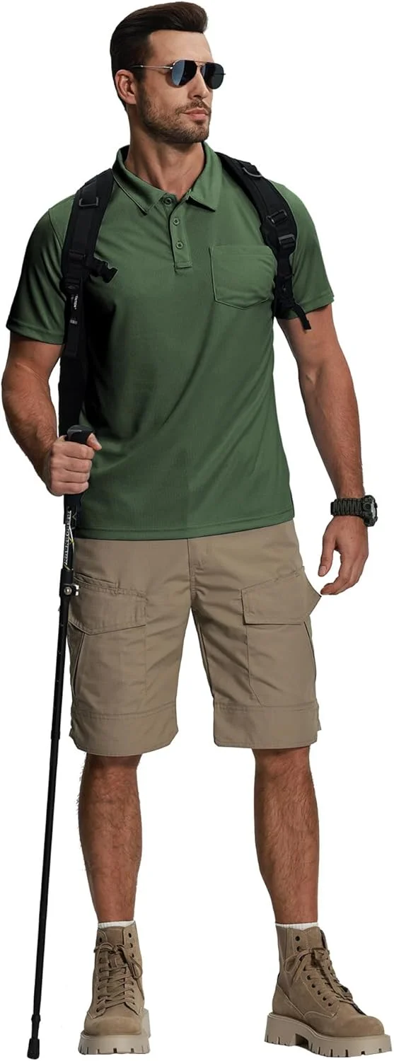 پک 5 عددی پولوشرت مردانه ZITY با جیب، خشک‌شونده سریع، آستین کوتاه، مناسب ورزش، کار و فعالیت‌های بیرون از خانه