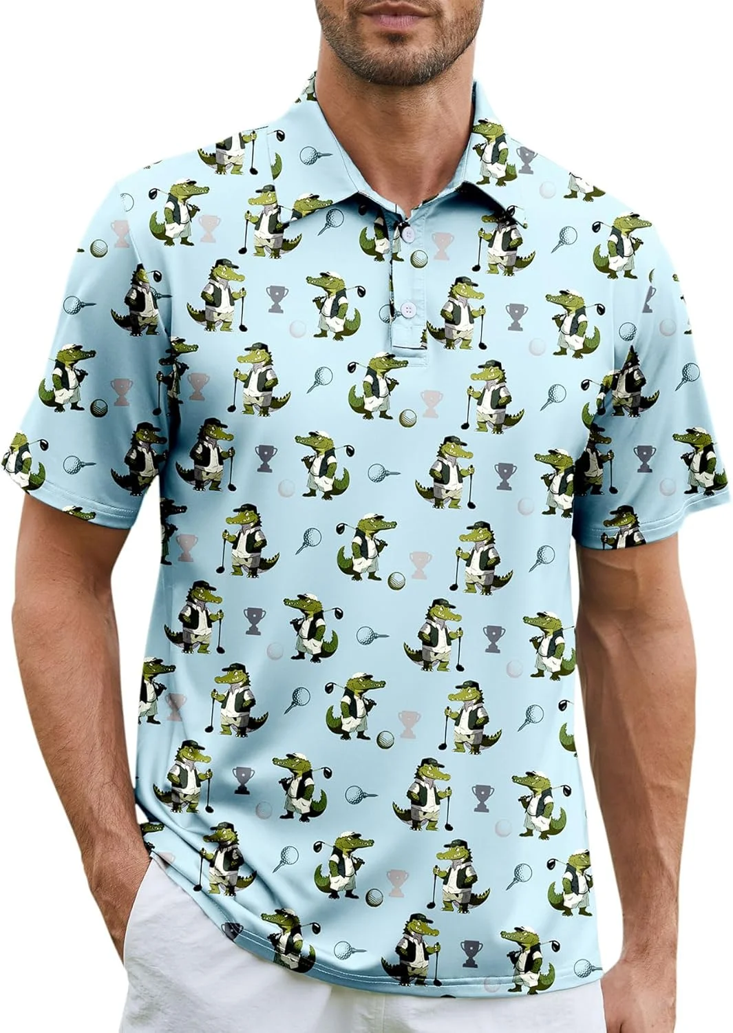 پولوشرت های گلف خنده دار مردانه - آستین کوتاه با قابلیت خشک شدن سریع و تنفس پذیر مناسب ورزش و استفاده روزمره